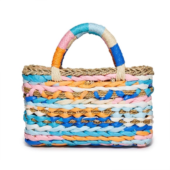 Lele Sadoughi- Maya Hand Woven Straw Mini Tote - Coastal - Picture 1 of 7